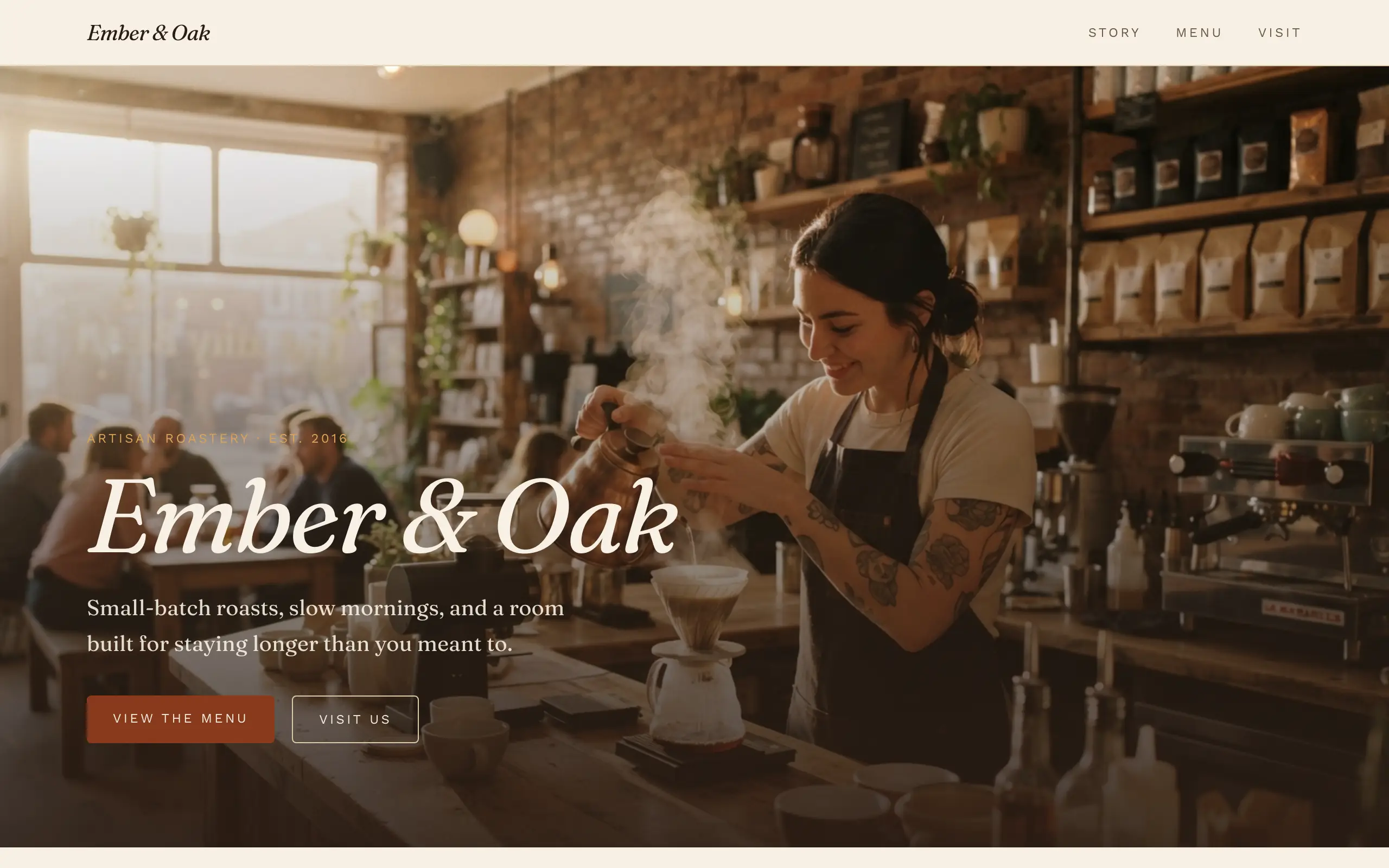 Coffee brand landing template — a real app built with opix