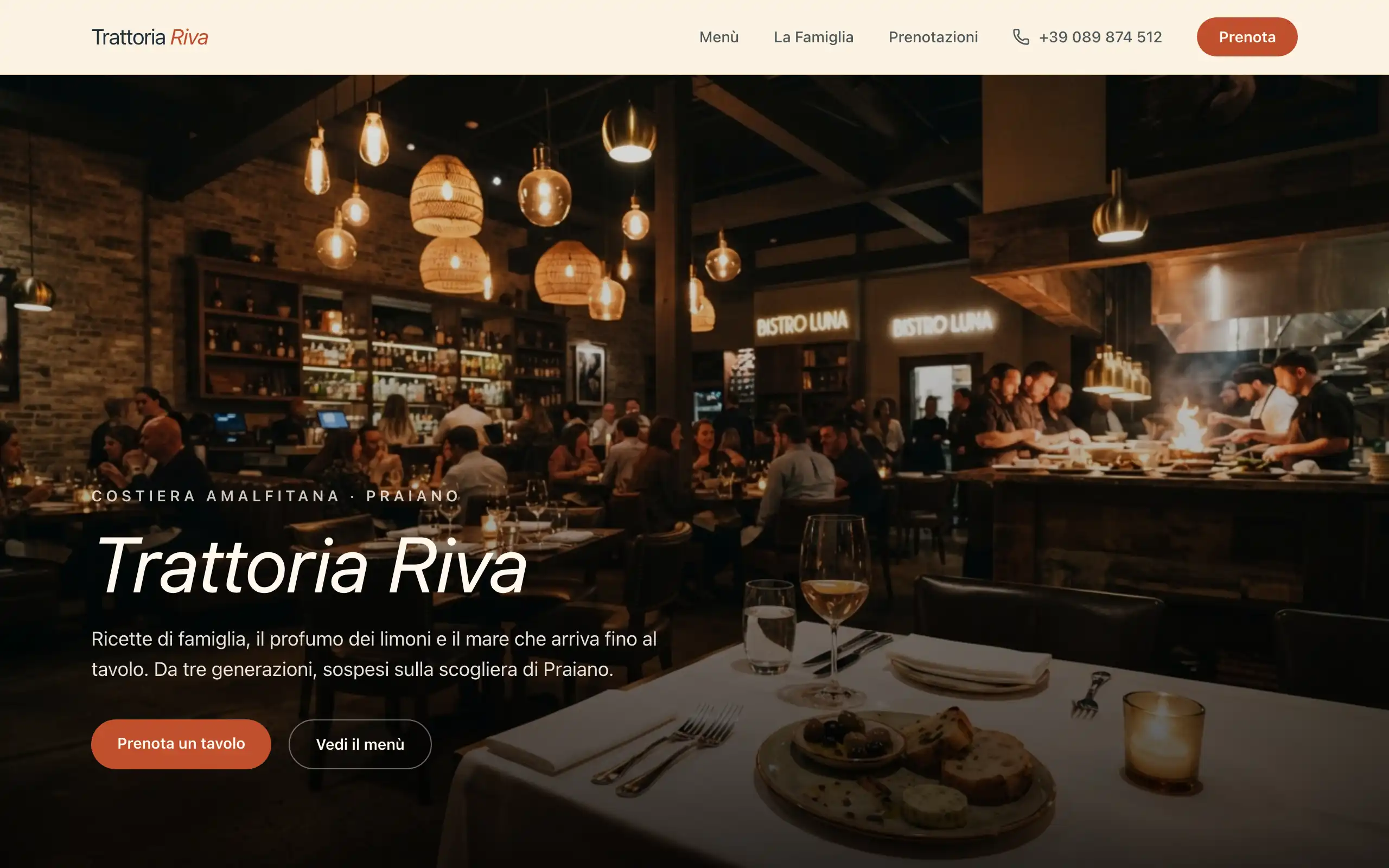 Seaside restaurant template — a real app built with opix