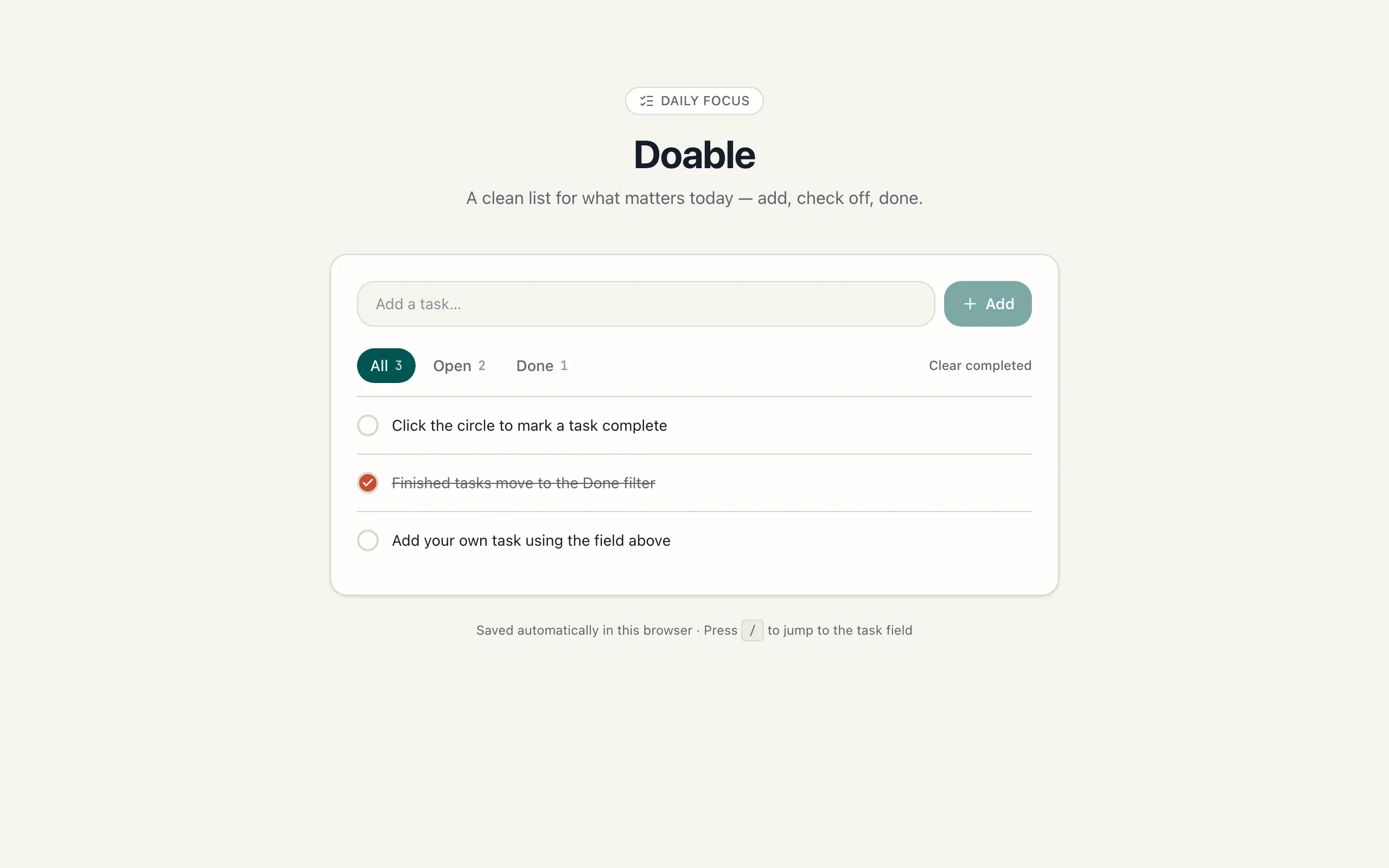 Todo app template — a real app built with opix